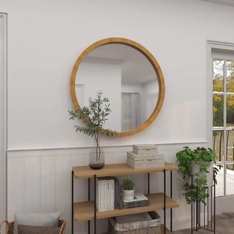 24" x 24" Contemporary Wood Wall Mirror Brown - Olivia & May: Indoor Use, No Assembly Required