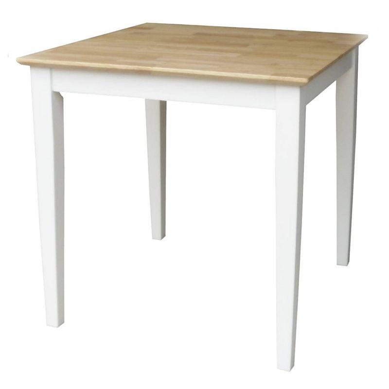 3pc Dining Table with 2 Ladderback Chairs White/Natural – International Concepts: Solid Wood, Square, Non-Extension