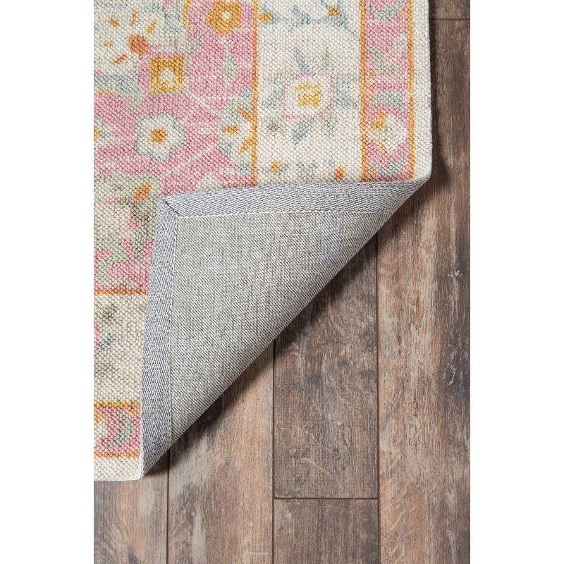 2'3"x7'6" Runner Anatolia Riylnn Rug Pink - Momeni: Bohemian Wool & Nylon Area Rug, Low Pile, Floral Pattern