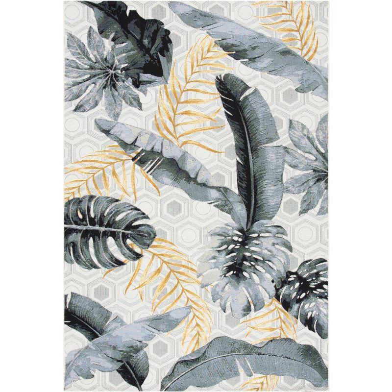 Barbados BAR524 Power Loomed Indoor/Outdoor Area Rug - Grey/Gold - 6'6"x9'4" - Safavieh.