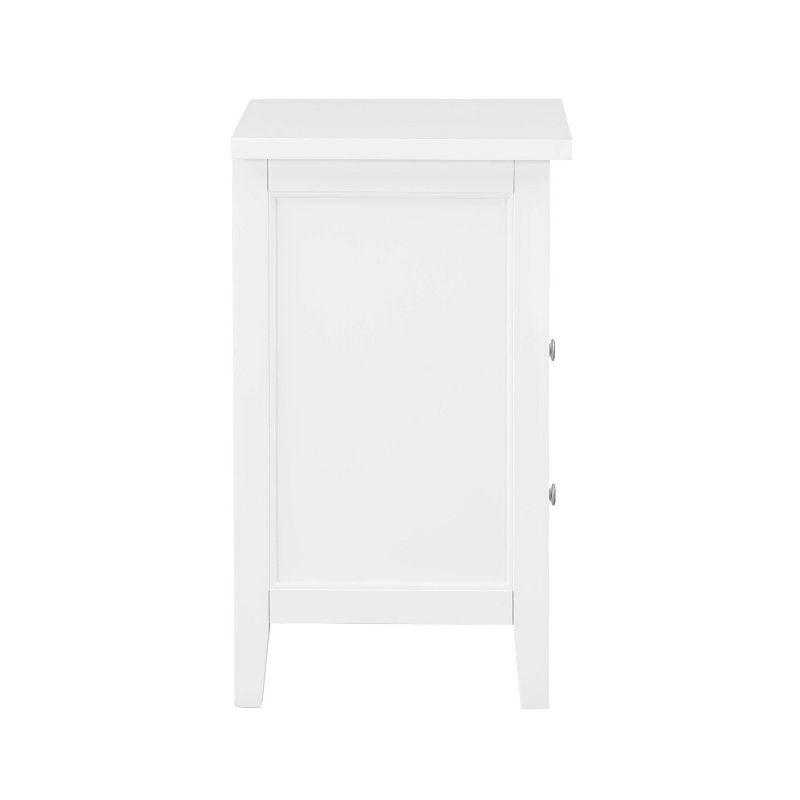 Comfort Pointe Walker Nightstand White: Poplar Wood, Nickel Knobs, Metal Ball Bearing Glides