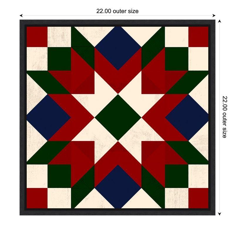 Christmas Barn Quilt IV Red Green and White Canvas Print