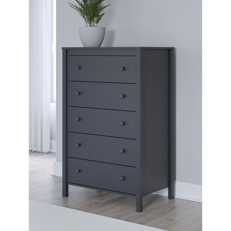 Navy Blue Transitional 5-Drawer Tall Dresser with Levelers