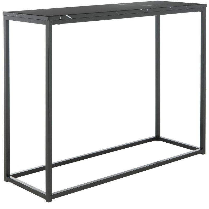 Transitional Black Marble & Metal Console Table - 39" Rectangular