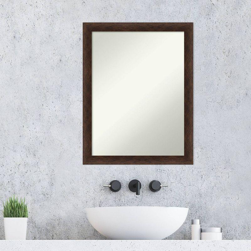 21"x27" Non-Beveled Narrow Wood Bathroom Wall Mirror Warm Walnut - Amanti Art: Modern Rectangular Vanity, Wall Mounted, Includes Hardware