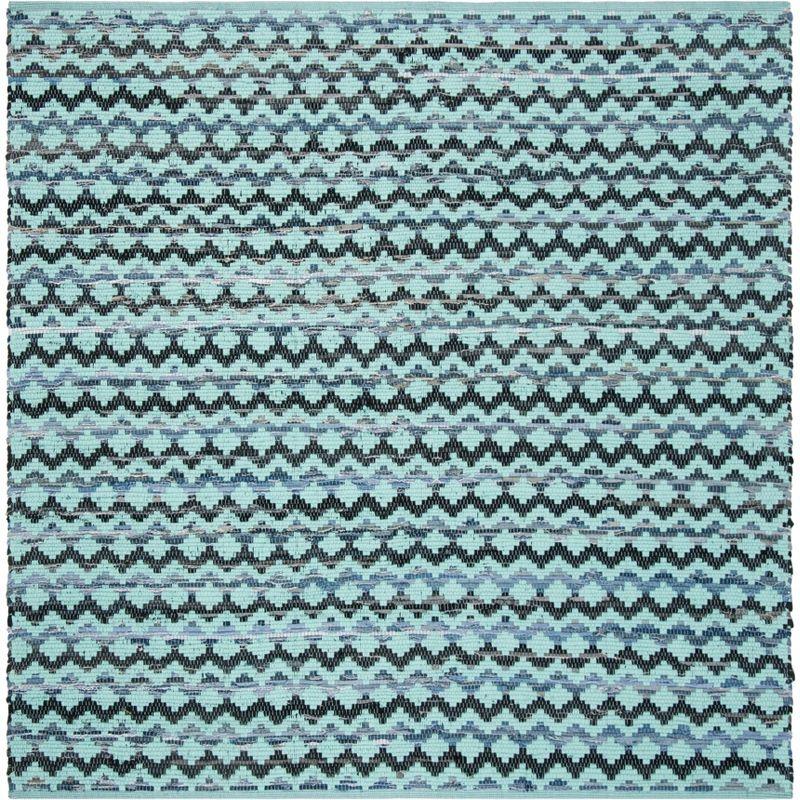 Montauk MTK120 Hand Woven Indoor Area Rug - Turquoise/Blue/Black - 6'x6' - Safavieh