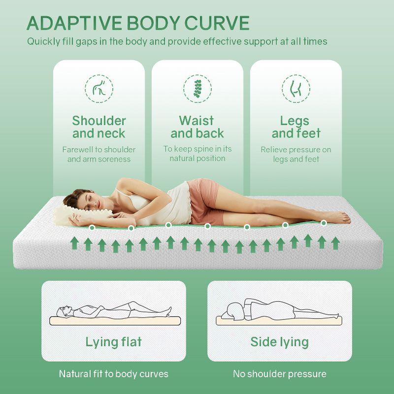 FDW 6 Inch Queen Green Tea Memory Foam Mattress Cooling Gel Infused Mattress/CertiPUR-US Certified/Bed-in-a-Box/Pressure Relieving Queen Size,White