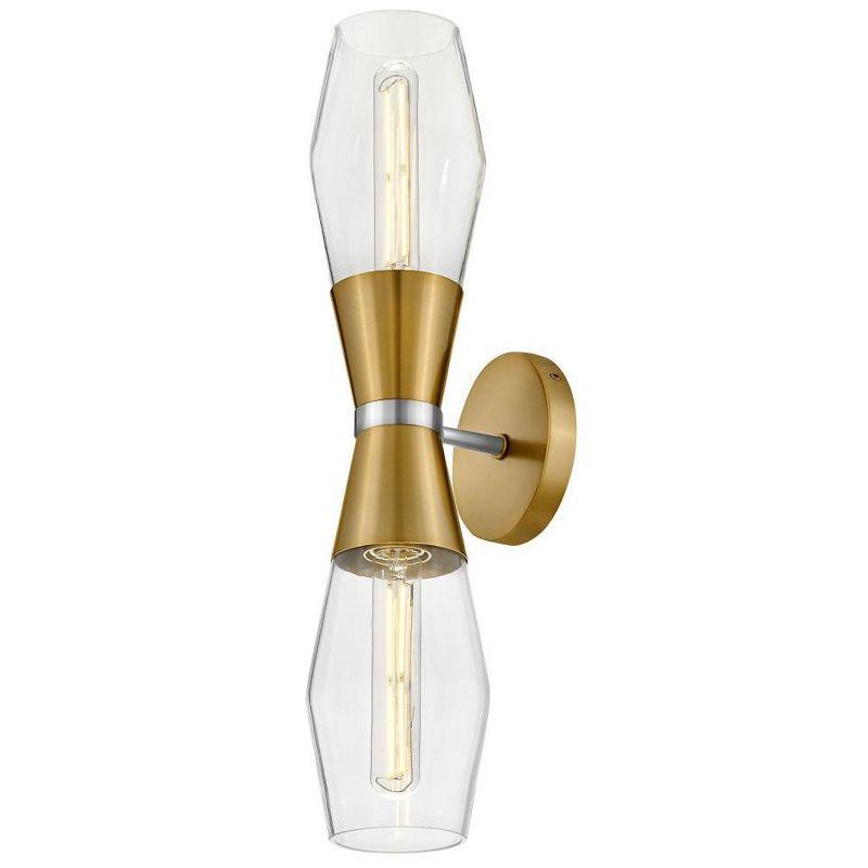 Livie Lacquered Brass and Clear Glass 2-Light Wall Sconce