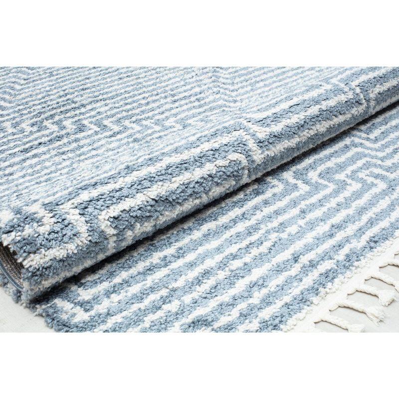 Braided Diamond Shag 8' x 10' Blue Synthetic Area Rug