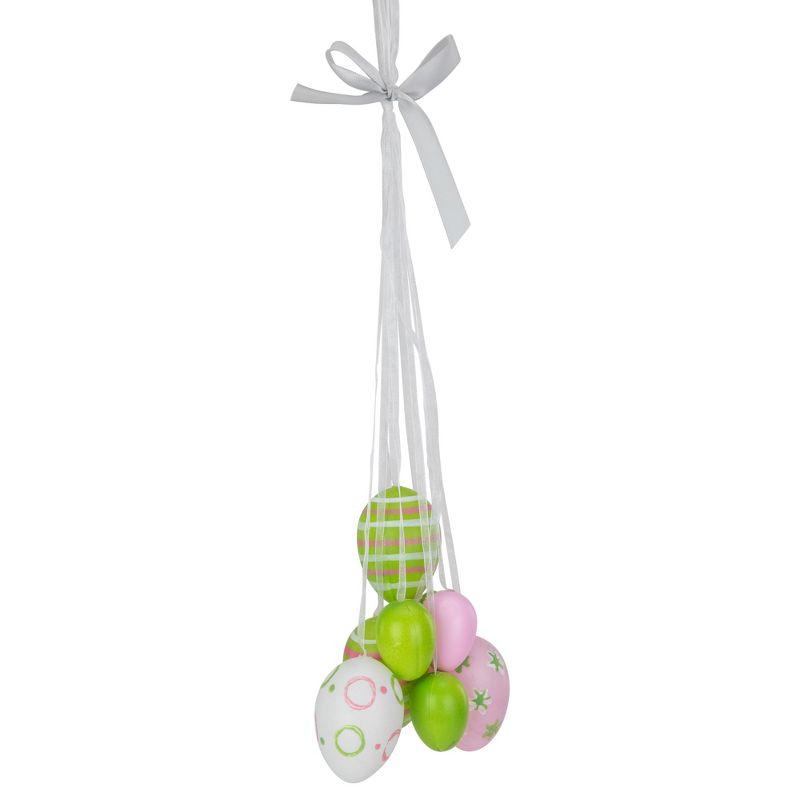 Northlight 17" Floral Striped Spring Easter Egg Cluster Hanging Decoration - White/Pink