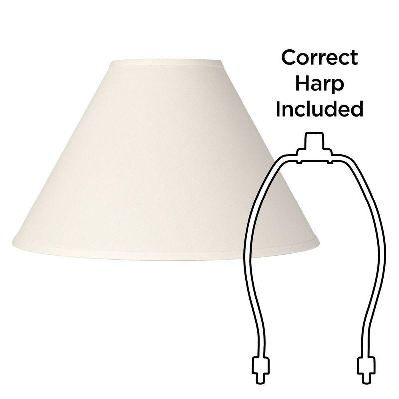Springcrest Set of 2 Empire Lamp Shades White Linen Chimney Large 6" Top x 17" Bottom x 10" High Spider Harp and Finial Fitting