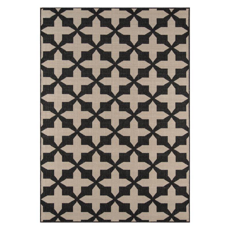 Charcoal Geometric 20in Synthetic Indoor/Outdoor Rug