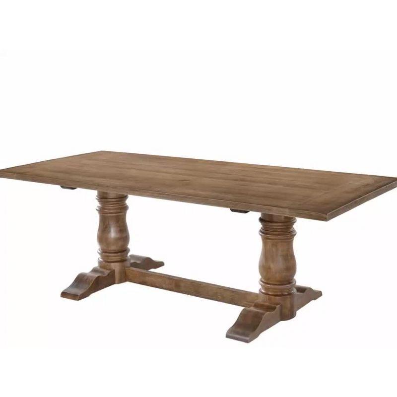 Leventis Dining Table Weathered Oak Brown - Acme Furniture: Non-Extension, Seats 6, Wood Frame