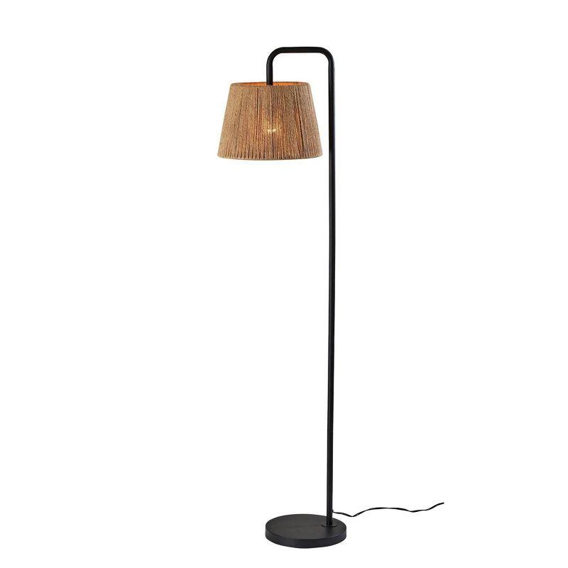 Adesso Tahoma Floor Lamp Black: Modern Metal Lighting with Polyester Drum Shade, UL Listed