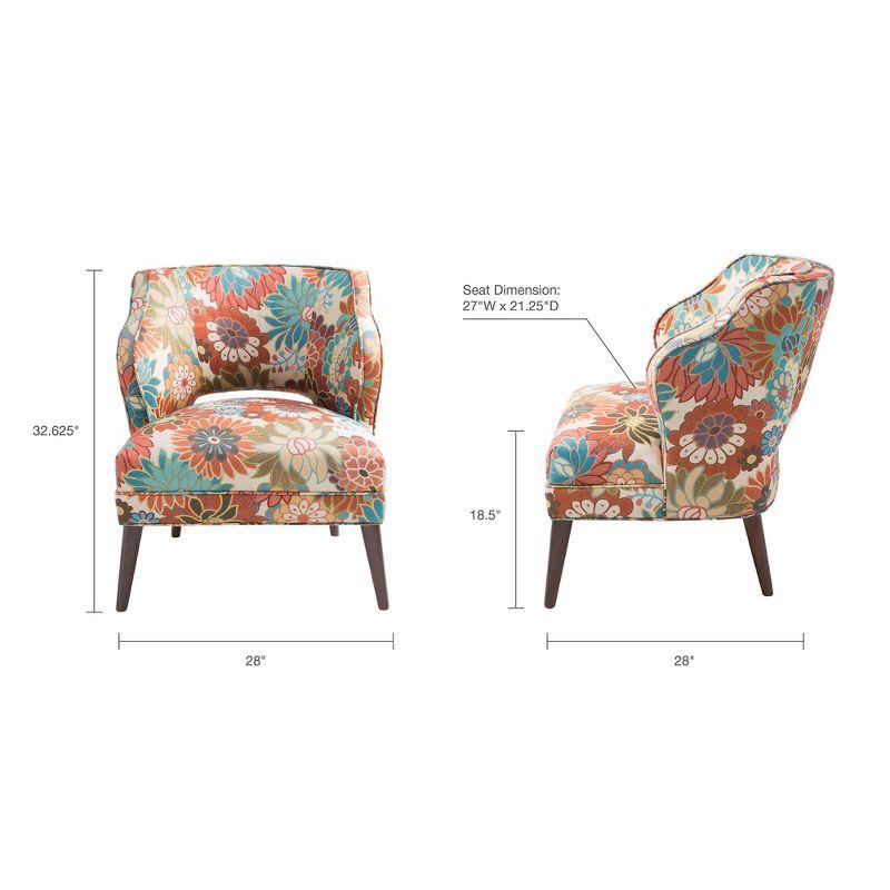 Maren Open Back Accent Chair Peach: Madison Park, Upholstered, Botanical Pattern, Living Room Furniture