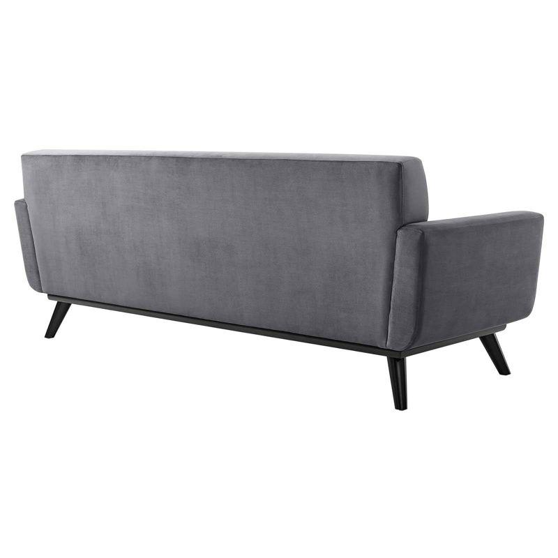 Gray Tufted Velvet Sofa with Removable Cushions, 91"