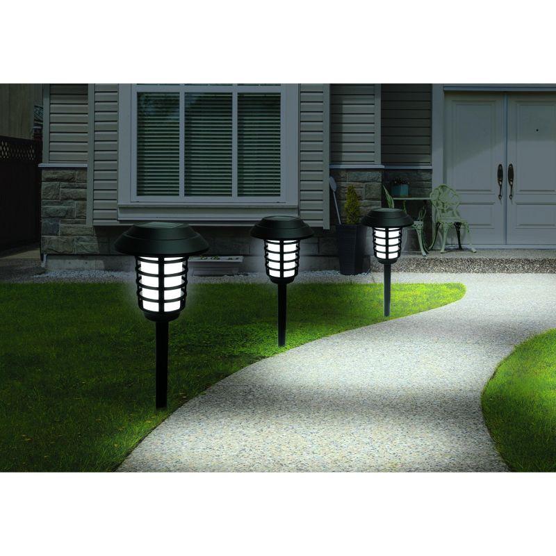 Black Solar Powered LED Pathway Light Set with Flame Mode