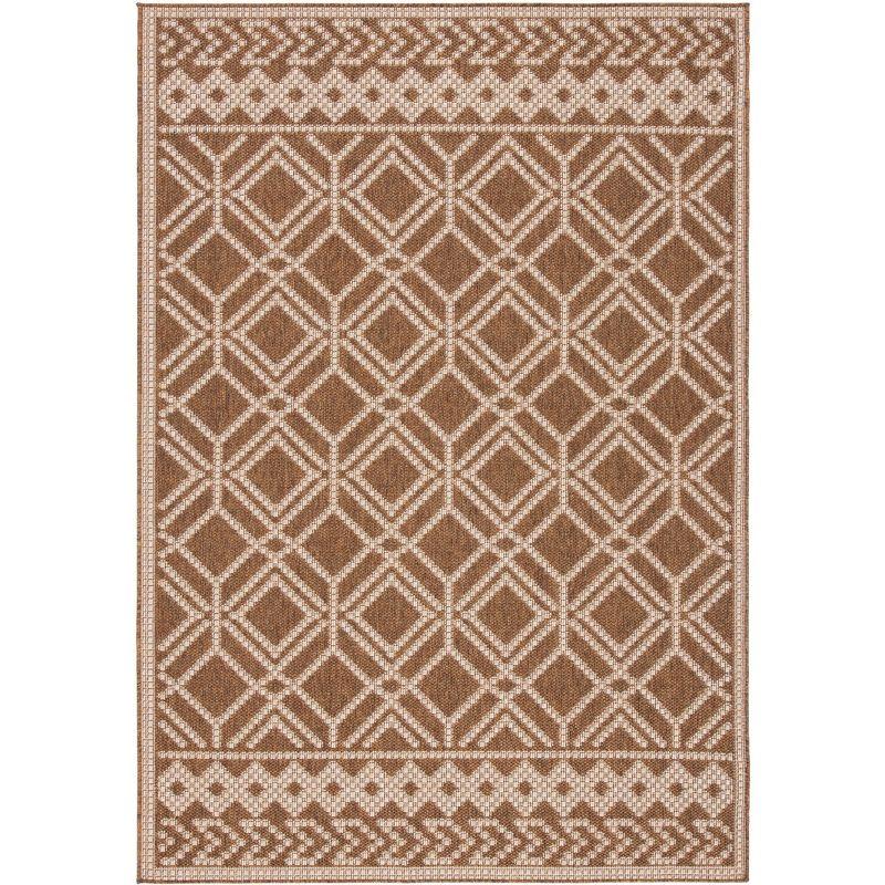 Camel Beige Geometric Hand-knotted Indoor Outdoor Rug