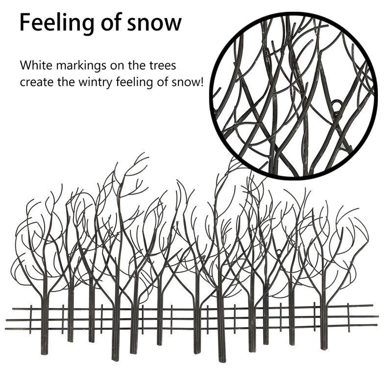 LuxenHome Snowy Black Metal Field of Trees Wall Art