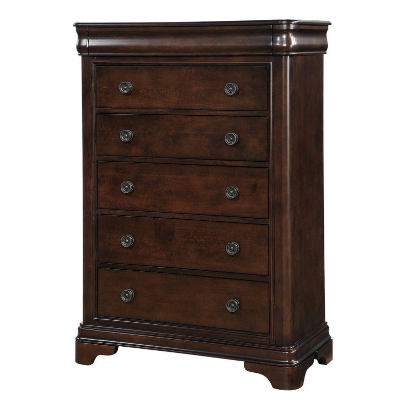 Conley Vertical Dresser Cherry - Picket House Furnishings: 5-Drawer Bedroom Storage, Elegant Bracket Feet