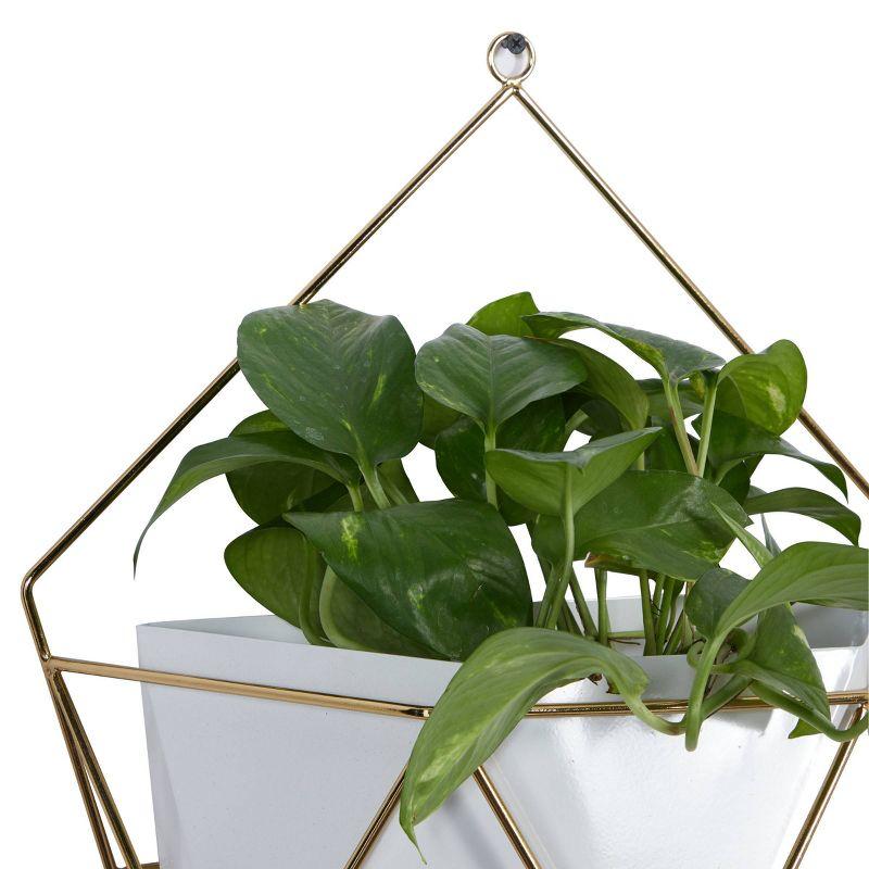 Geometric Gold And White Metal Wall Planters, Set Of 2: 12", 15"