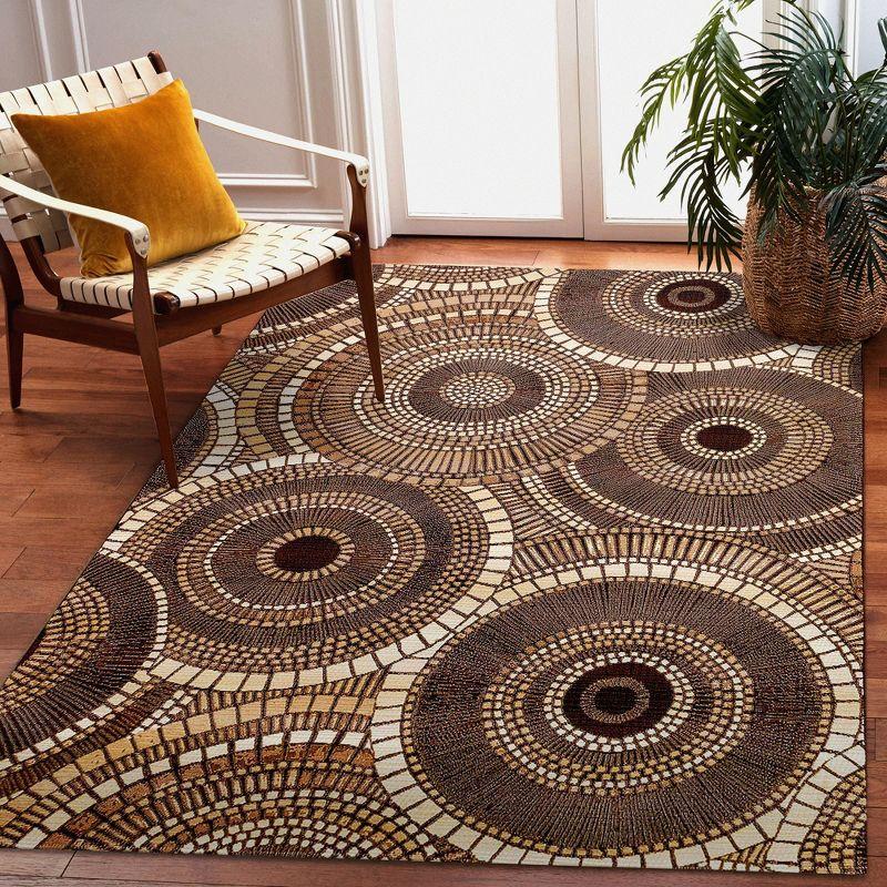 Liora Manne Marina Circles Indoor/Outdoor Rug Brown 3'3" x 4'11"