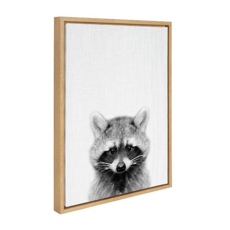 Sylvie Raccoon Black and White Framed Canvas Art