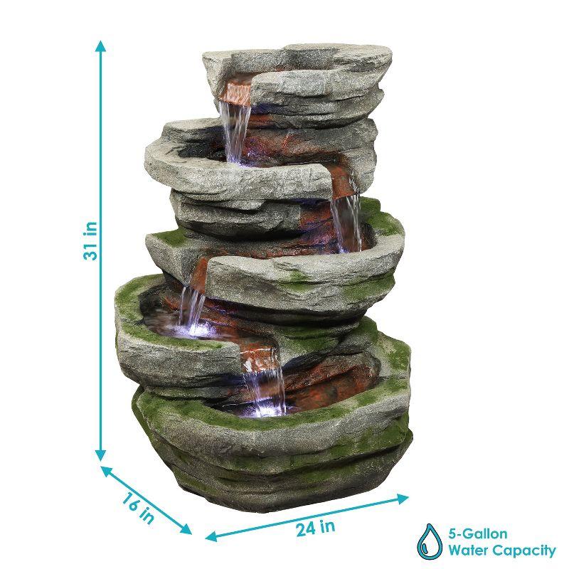 Sunnydaze 31"H Electric Polyresin and Fiberglass Lighted Cobblestone Waterfall Outdoor Water Fountain with LED Lights