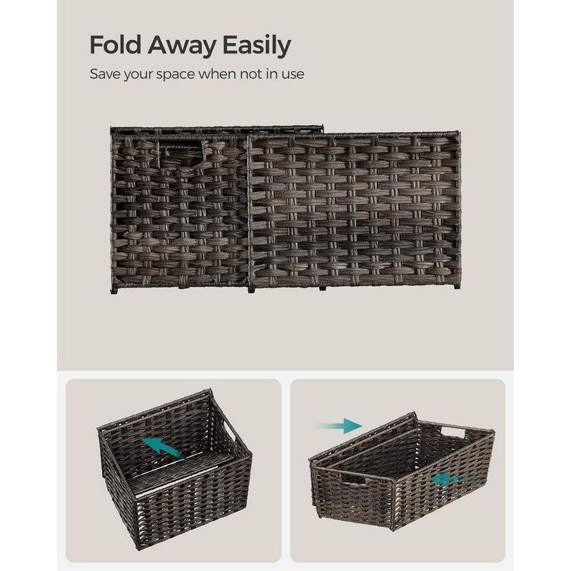SONGMICS Storage Basket with Lid, 9.2 Gallon (35L) Storage Bin, Removable Liner, Metal Frame, for Bedroom, Laundry Room, Brown