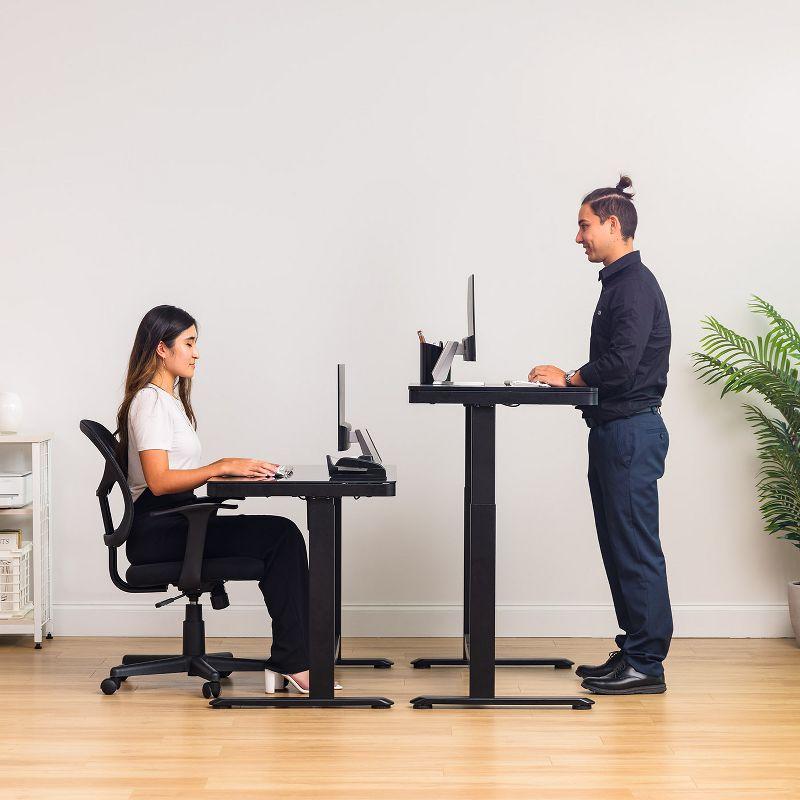 Black Adjustable Height Standing Desk with USB Port and Drawer