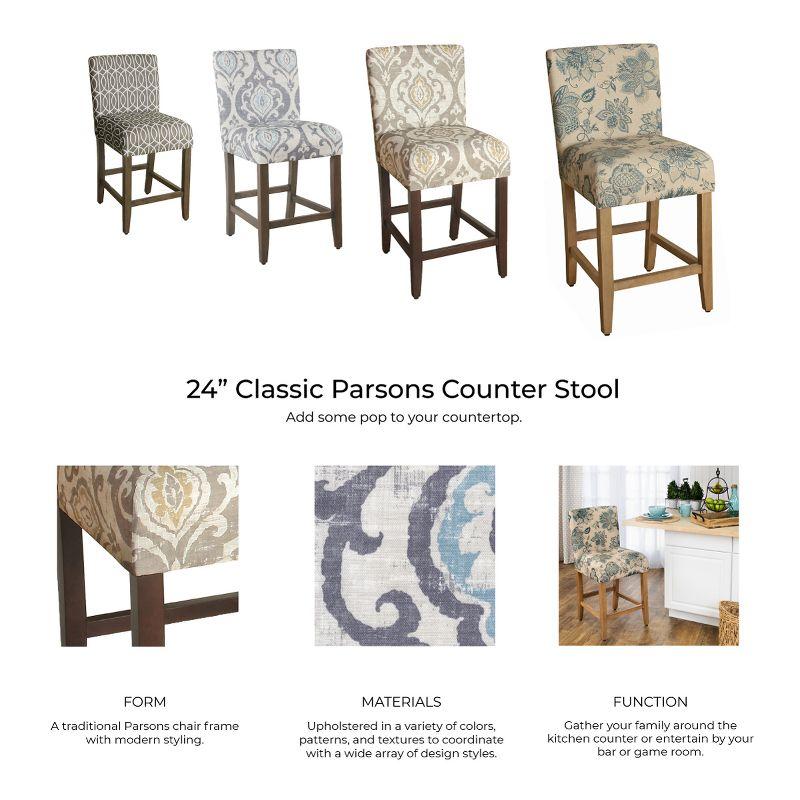 HomePop 24" Counter Height Barstool Natural : Upholstered, Wood Legs, Easy to Assemble