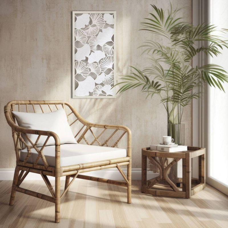 Off-White Framed Rice Paper Gingko Leaf Wall Art