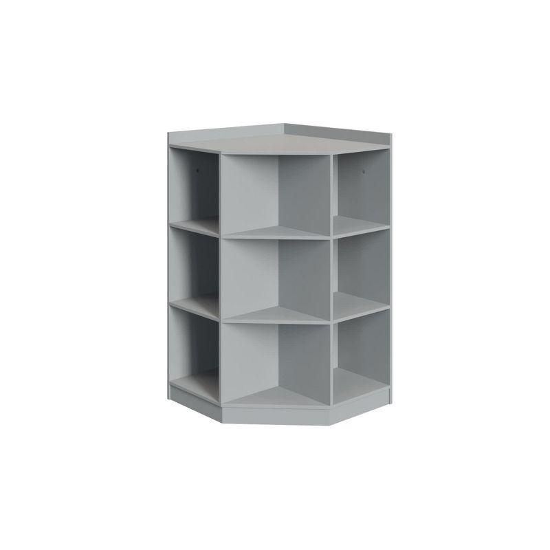 Gray Kids Corner Cabinet with 6 Cubbies and 3 Shelves