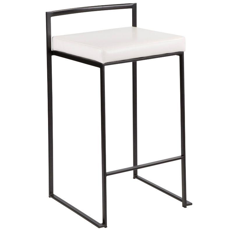 Set of 2 26" Fuji Contemporary Counter Height Barstools White: Padded, Stackable - LumiSource