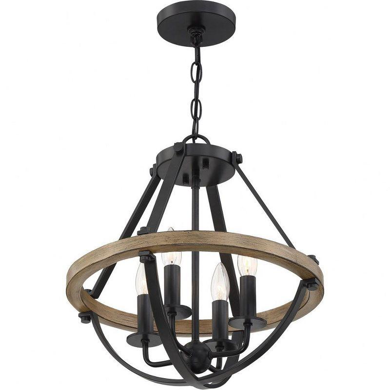 Earth Black and Wood 4-Light Teardrop Pendant Chandelier