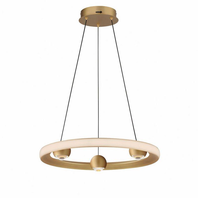 Gold Aluminum LED Ring Pendant Light with Adjustable Height