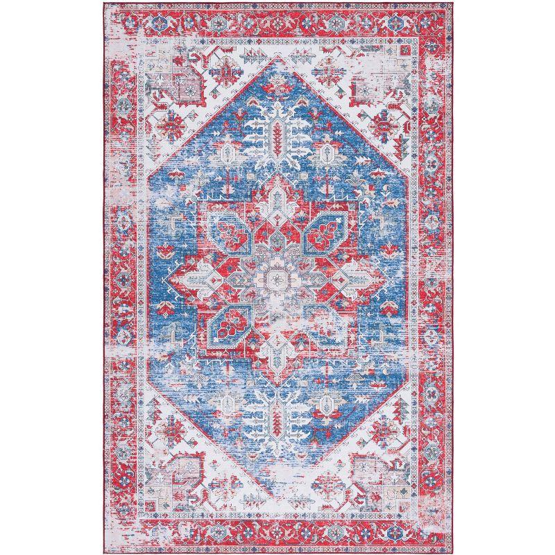 Tucson Vintage Persian TSN102 Power Loomed Machine Washable Skid-Resistant Indoor Area Rug - Blue/Red - 6'x9' - Safavieh