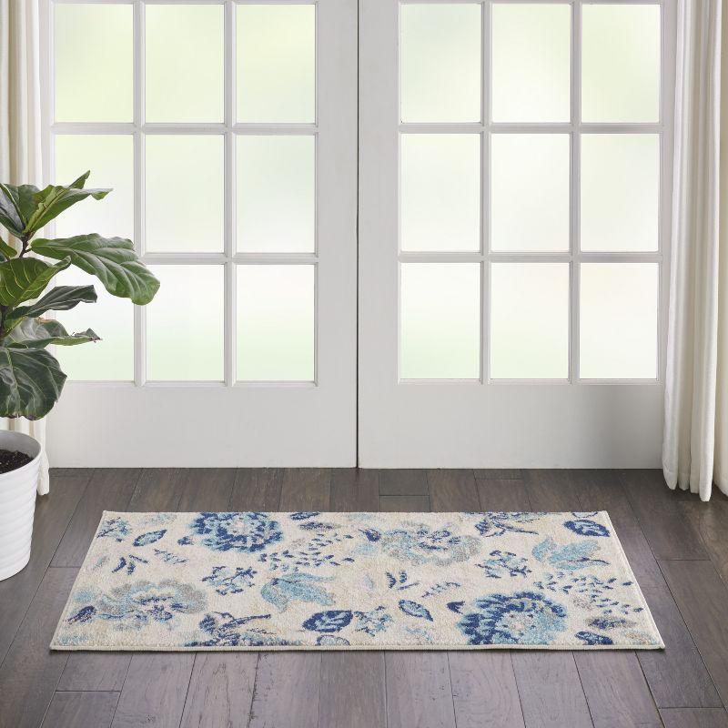 Nourison Tranquil 2' X 4' Ivory/Light Blue Area Rug French Country Eclectic Floral by Nourison