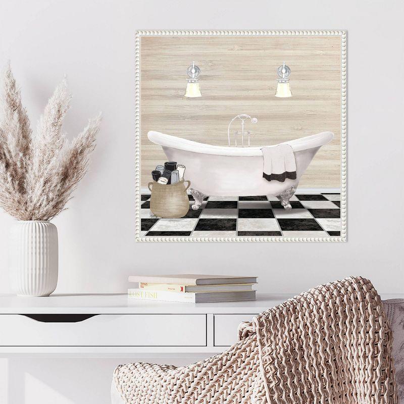 Amanti Art 22"x22" Bathroom I by Elizabeth Medley Framed Canvas Wall Art Print White: Relaxation Scene Wall Decor