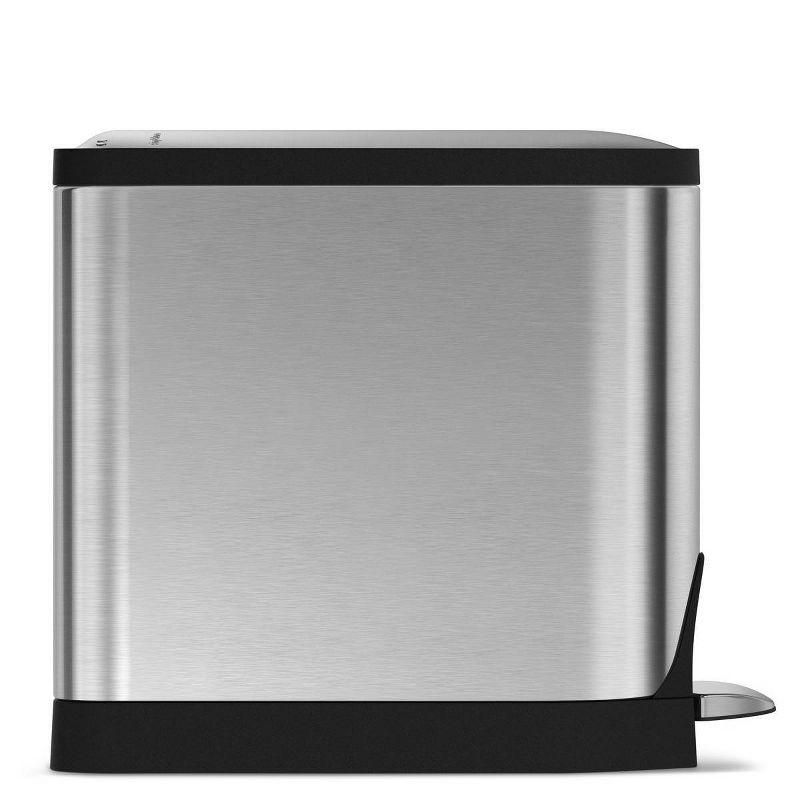 Simplehuman 10 Liter Butterfly Lid Bathroom Trash Can, Brushed Stainless Steel
