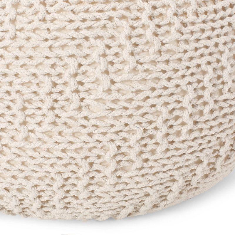 Christopher Knight Home Barwick Modern Knitted Round Pouf Ivory: Upholstered Ottoman, No Assembly Required