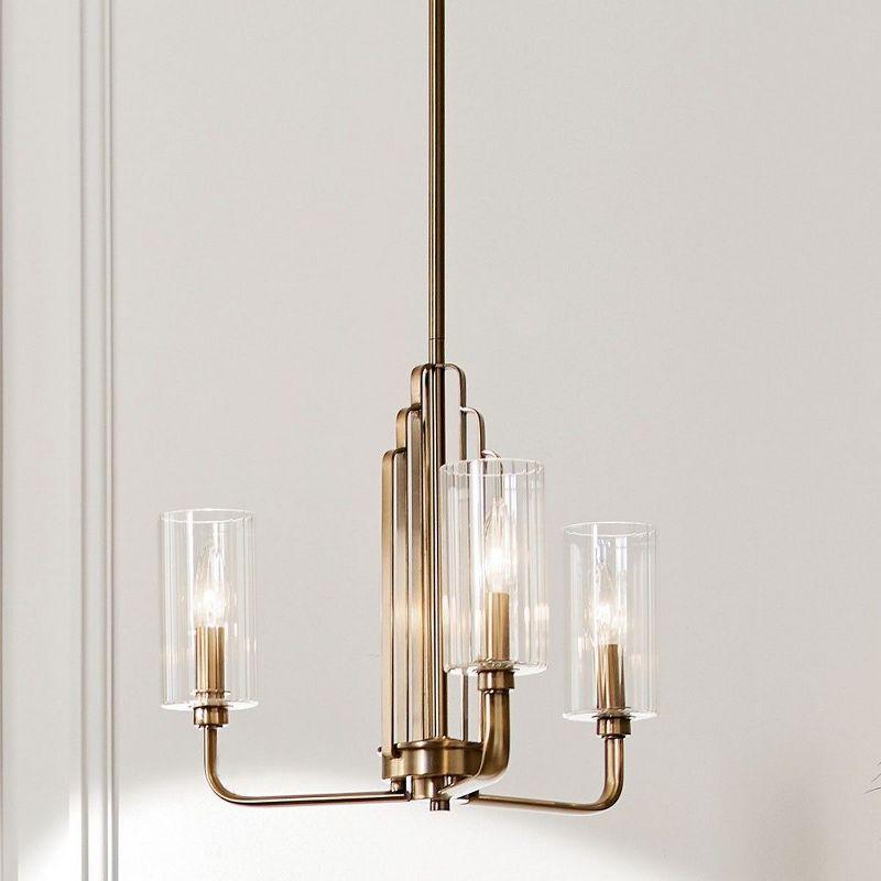 Kimrose™ 3 Light Chandelier with Clear Fluted Glass Brushed Natural Brass