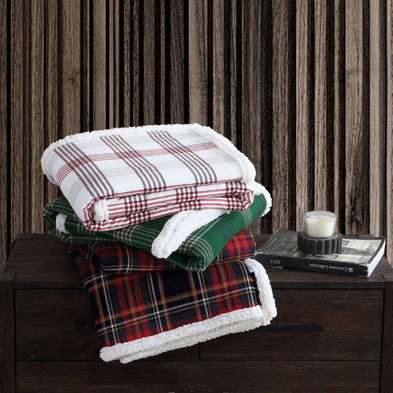 Eddie Bauer Printed Flannel/Sherpa Throw Blankets