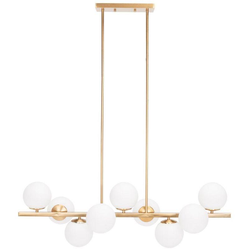 Imara Antique Gold 9-Light Chandelier with White Globe Shades