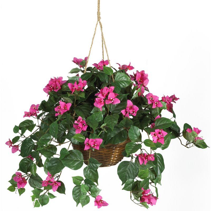 Nearly Natural Bougainvillea Flowering Artificial Plant in Hanging Basket