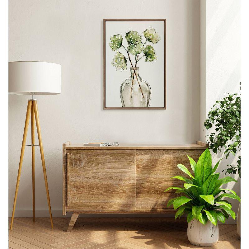 Kate & Laurel All Things Decor 23" x 33" Sylvie Greenery Vase Framed Canvas by Sara Berrenson Gold: Botanical Digital Art