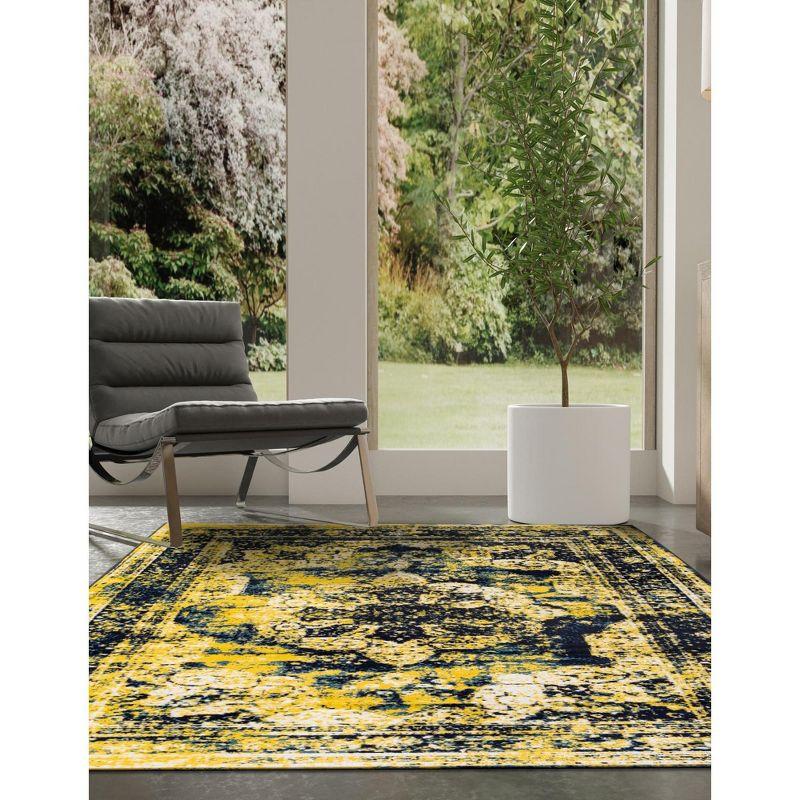 Unique Loom 4' 0 x 6' 0 Sofia Salle Garnier Navy Blue Area Rug