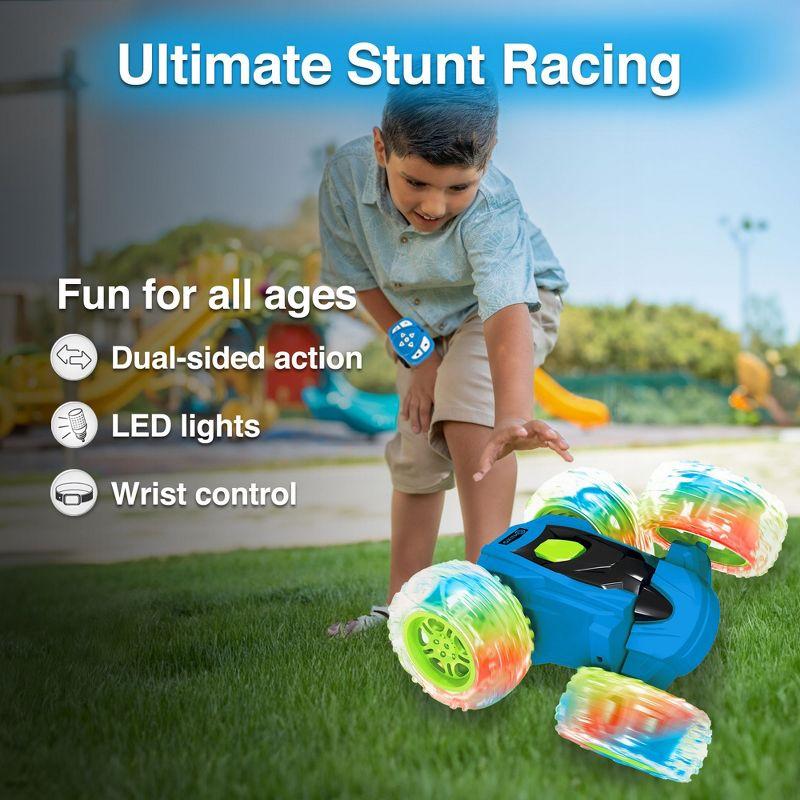 Contixo SC3 RC Stunt Car, 360 Flip & Rotate, LED Lights, Wristband Controller, All-Terrain, Ages 4-7 - Blue