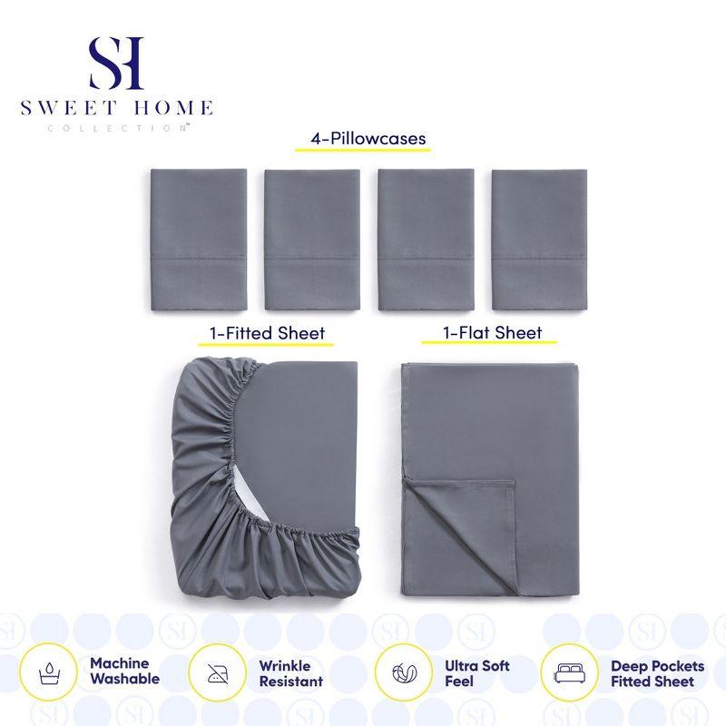 Sweet Home Collection Luxurious Soft Microfiber Sheet Set with Bonus Pillowcases