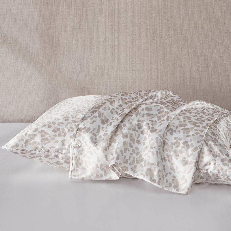 King Satin Luxury 2pc Pillowcase Set Taupe Leopard